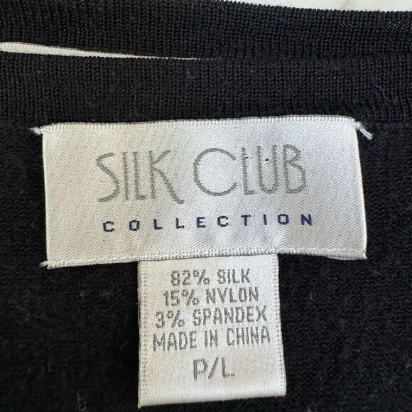 Silk Club Collection vintage 2 piece set cardigan embroidered silk blend size PL - Picture 4 of 6